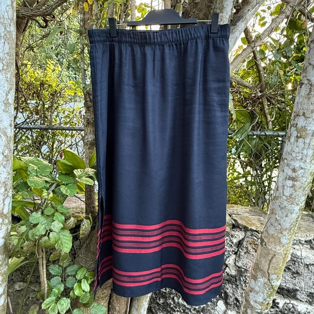 J. Jill Coastal Linen Midi Skirt | Nautical Stripe  (NWOT) - Picture 5 of 6
